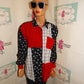 Vintage Krazy KAt Black/White Red Blouse Size XL