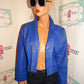 Vintage Jessica London Blue Leather Jacket Size 1x