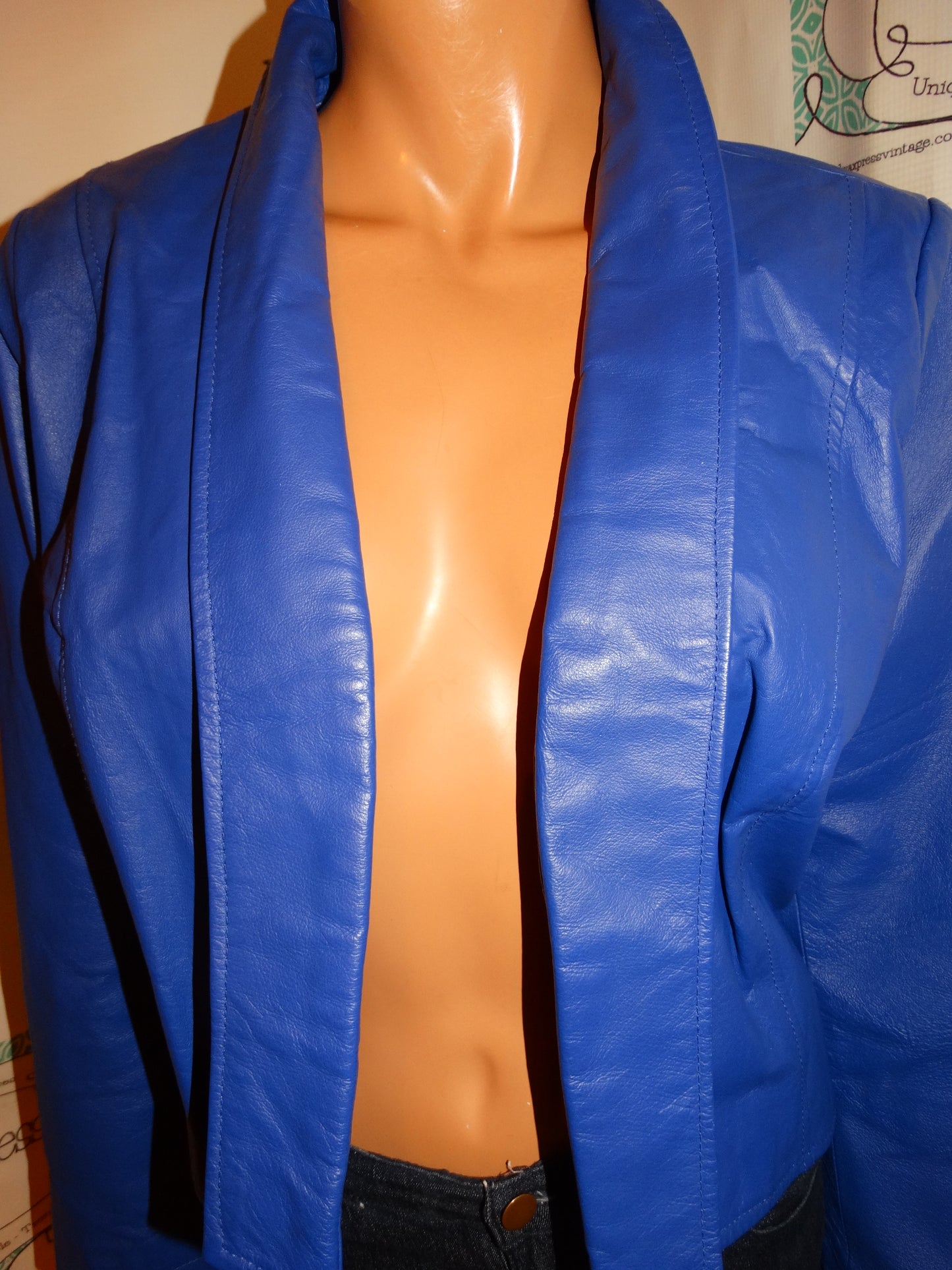 Vintage Jessica London Blue Leather Jacket Size 1x