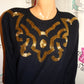 Vintage Jade Black/Gold Sweater Size L