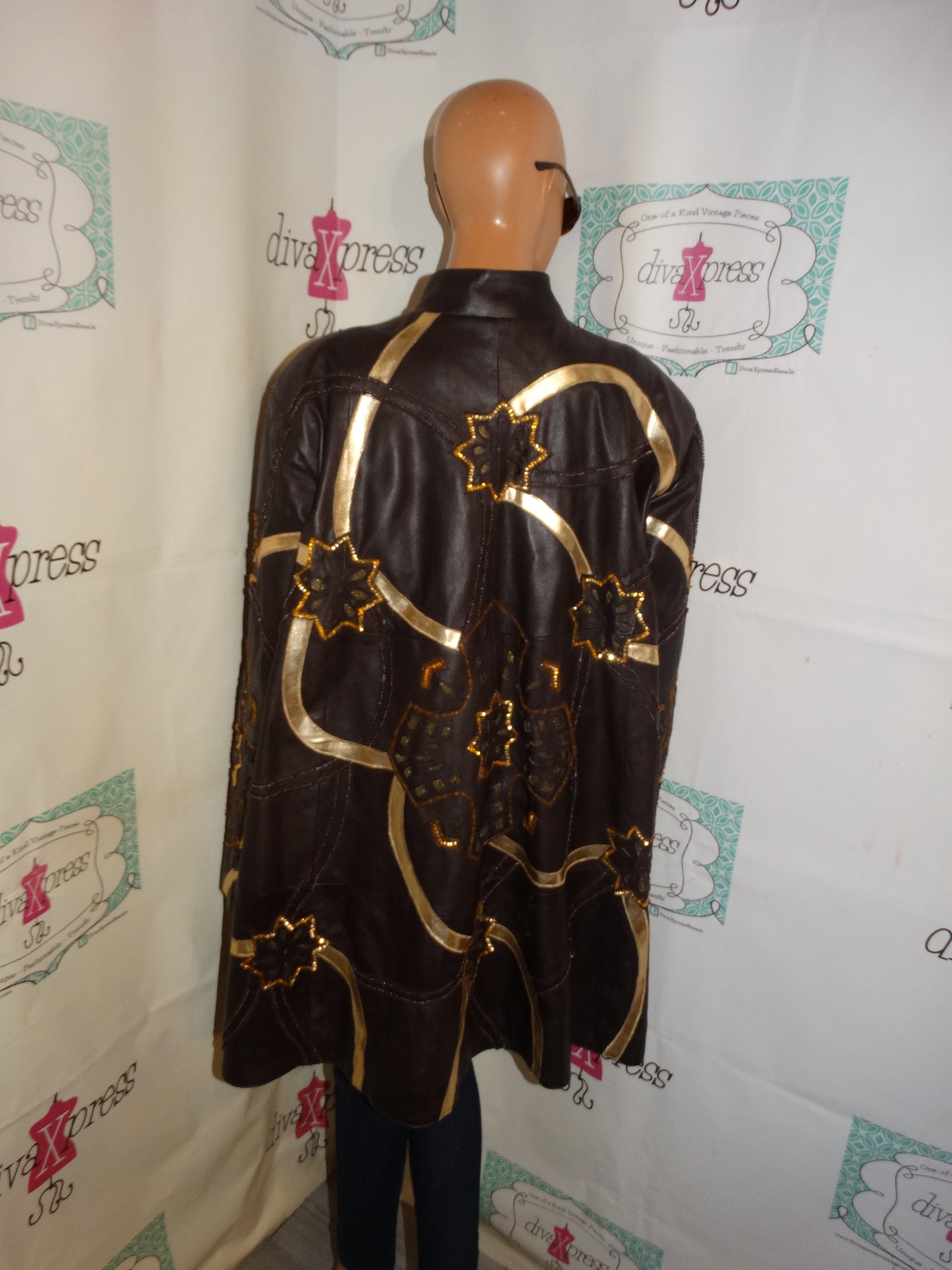 Vintage Leather 9000 Brown/Gold Leather Jacket Size 2x