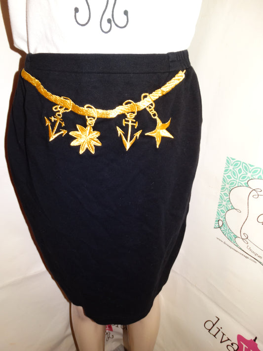 Vintage Pearlo Black Gold Chain Skirt size L
