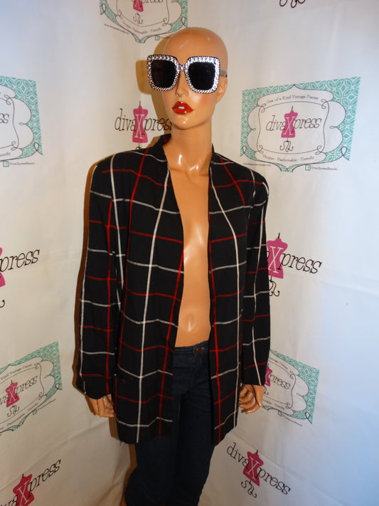 Vintage Lady Devon Black/Red Plaid Buttonless Blazer Size 1x