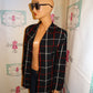 Vintage Lady Devon Black/Red Plaid Buttonless Blazer Size 1x
