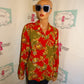 Vintage Le Caviar REd/Gold Versace Style Blouse Size S
