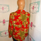 Vintage Le Caviar REd/Gold Versace Style Blouse Size S