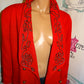 Vintage JP Fall Red/Gold Beaded Gold button Blazer Size 2x