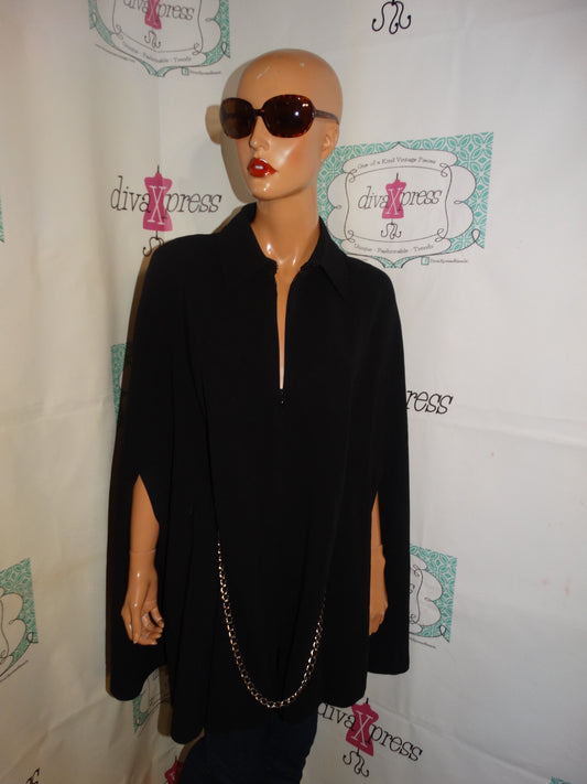 Vintage Peter Nyguard Black/ Silver Beaded Poncho Size L-1x