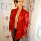 Vintage Leather Designs Red Leather Throw Size L