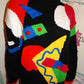 Vintage Pinwheels Black Colorful Sweater Size M-L