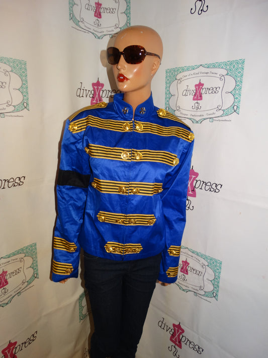 Vintage Royal Blue/Gold Marching Band Style Jacket Size M