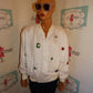 Vintage White Beaded Bomber Jacket Size M