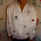 Vintage White Beaded Bomber Jacket Size M
