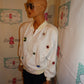 Vintage White Beaded Bomber Jacket Size M