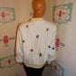 Vintage White Beaded Bomber Jacket Size M