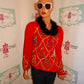 Vintage Just B Red Christmas Sweater Size M