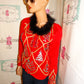 Vintage Just B Red Christmas Sweater Size M