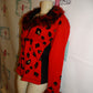 Vintage Berek Red Leopard Feather Sweater Size L