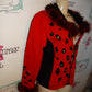 Vintage Berek Red Leopard Feather Sweater Size L