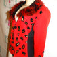 Vintage Berek Red Leopard Feather Sweater Size L