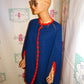 Vintage Red/Blue Crochet Poncho Size 2x