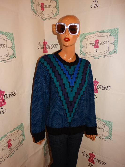 Vintage Jack Stone Blue/Purple Colorful Sweater Size L