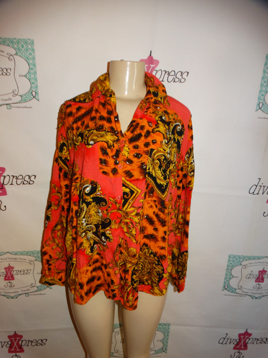 Vintage Coral Chain Beaded Top Size XL