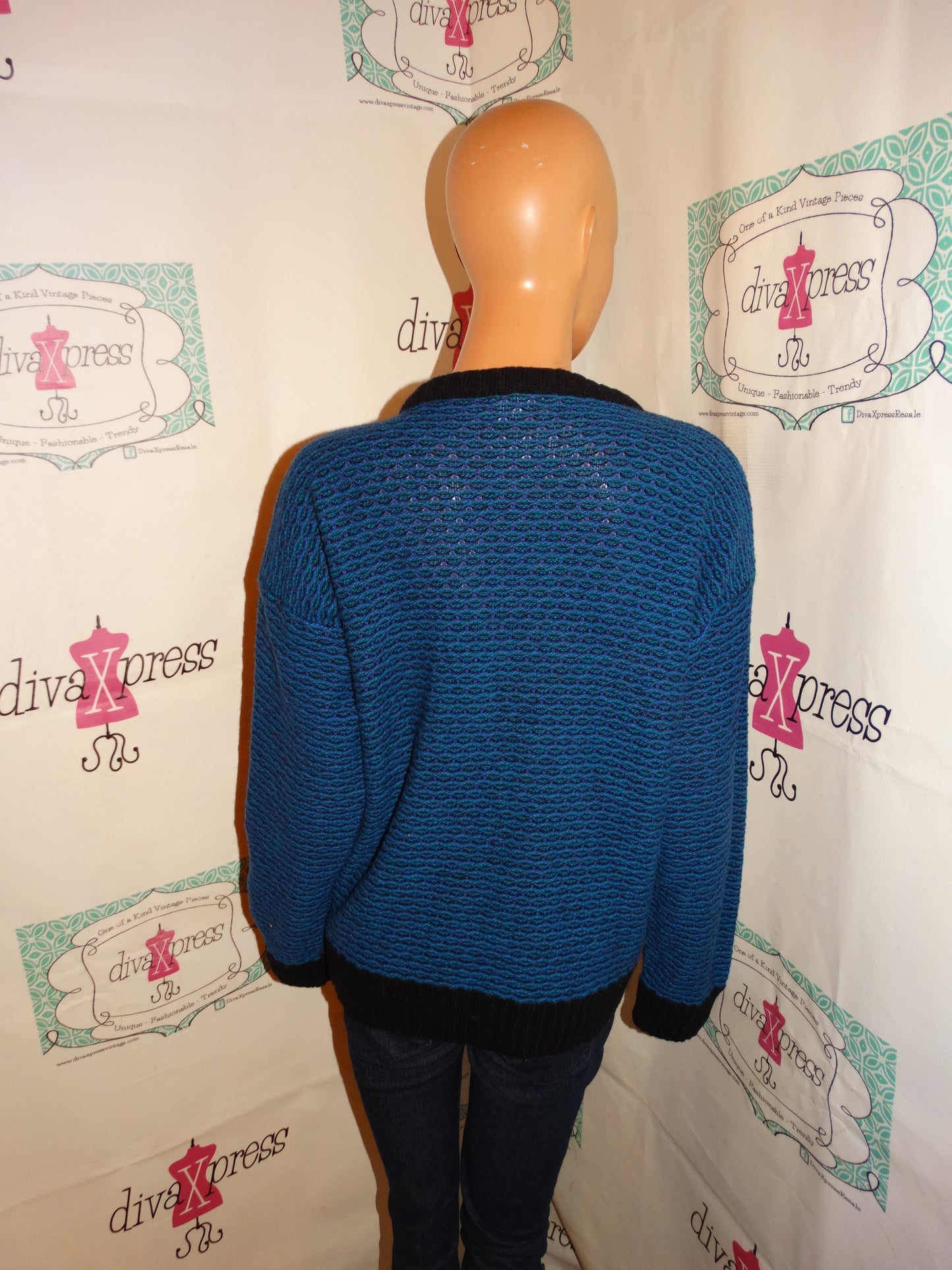 Vintage Jack Stone Blue/Purple Colorful Sweater Size L