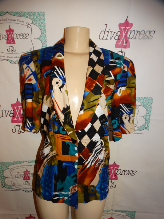 Vintage InCino colorful Short Sleeve Blazer Size L