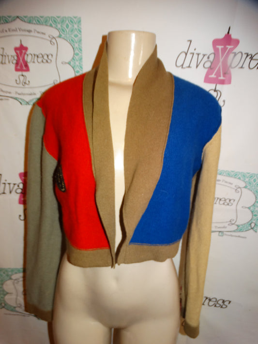 Vintage Sonia Rykiel Brown Color Block Cardigan Size S