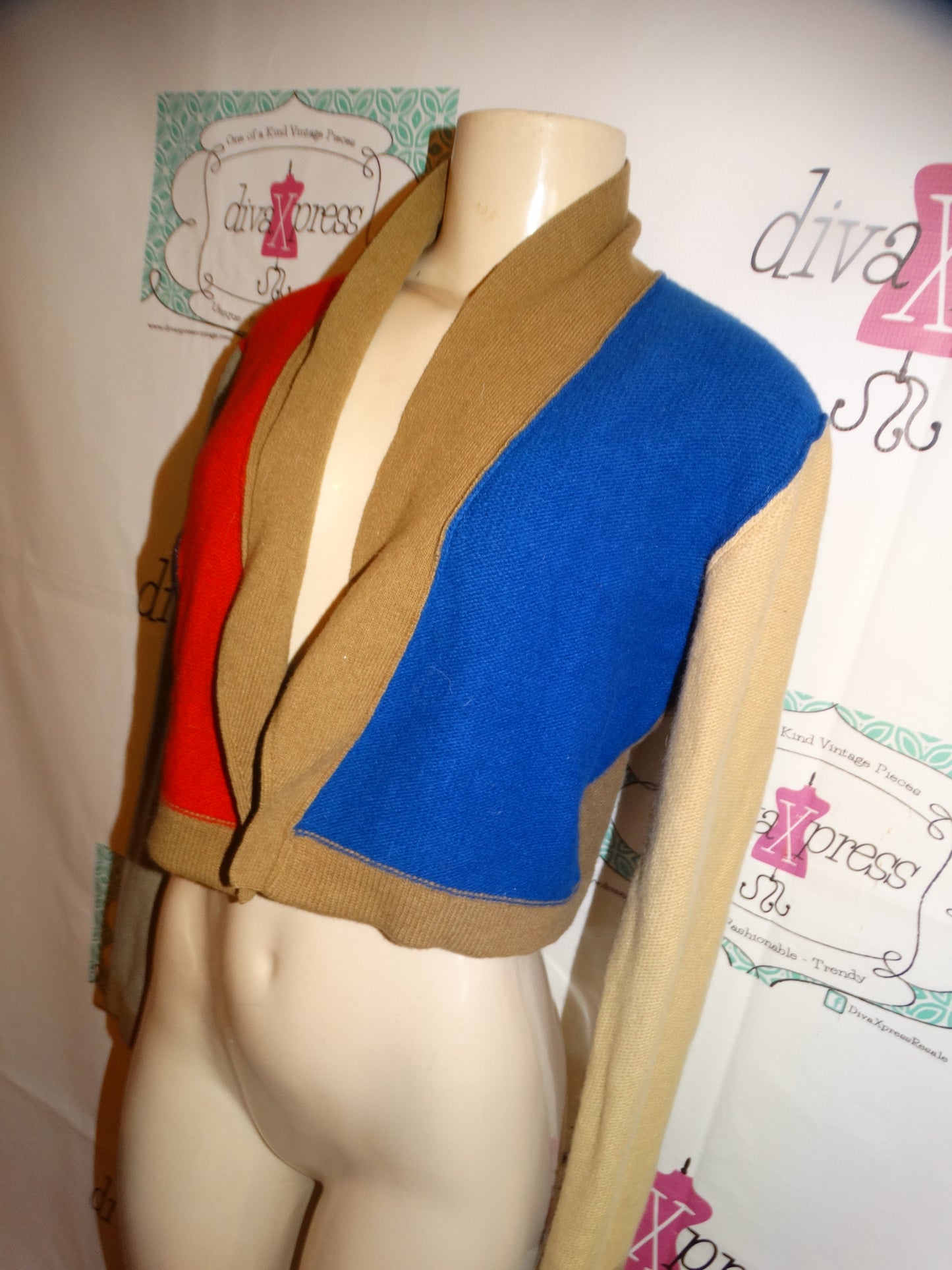 Vintage Sonia Rykiel Brown Color Block Cardigan Size S