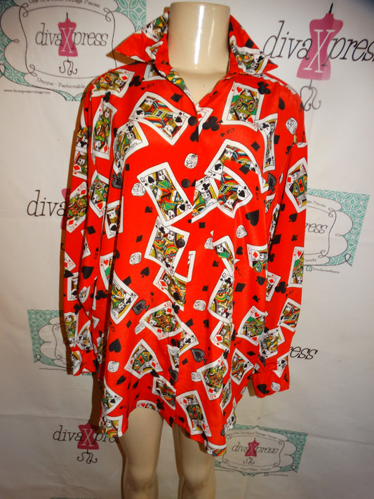 Vintage Gianna Red Card Blouse Size XL
