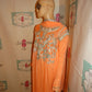 Vintage Peach/ Silver Heavy Lace Beaded Dress With XXL Scarf Size M