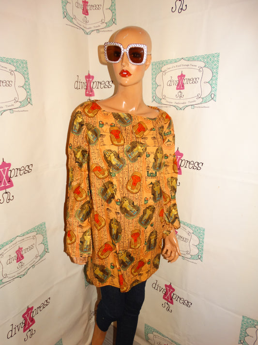 Vintage Tan Egyptian Blouse Size 1x