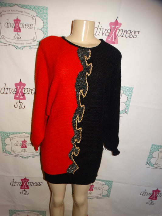 Vintage Jade Black/REd Sweater Dress Size M