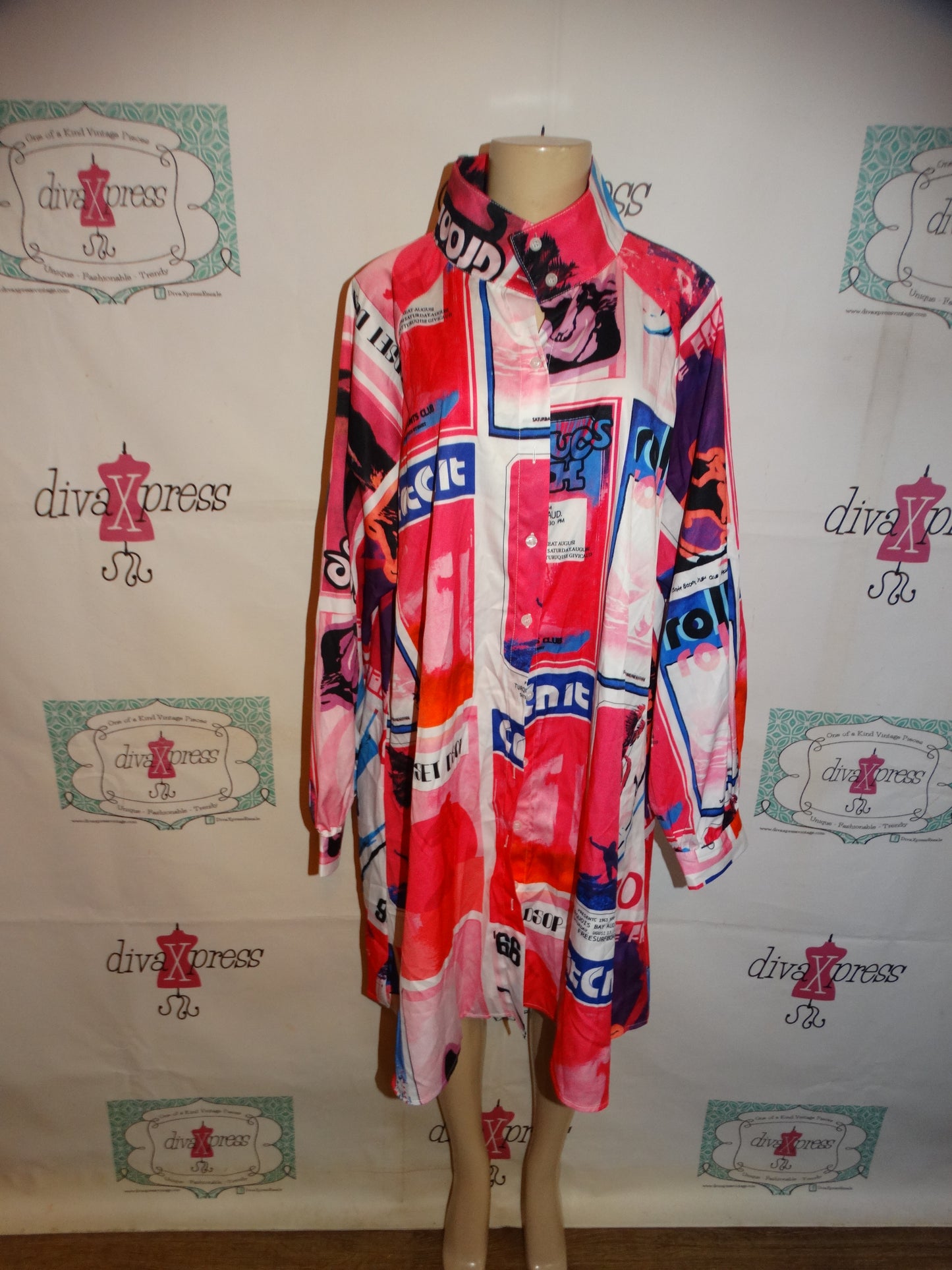 Pink Colorful White Dress Size 1x