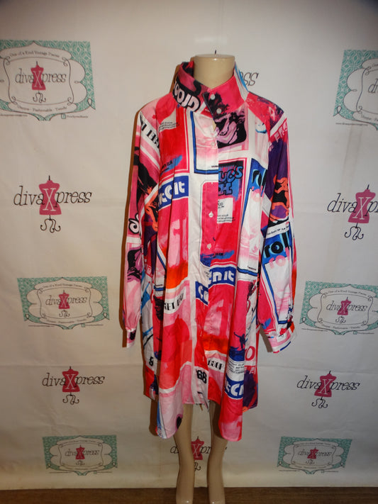 Pink Colorful White Dress Size 1x