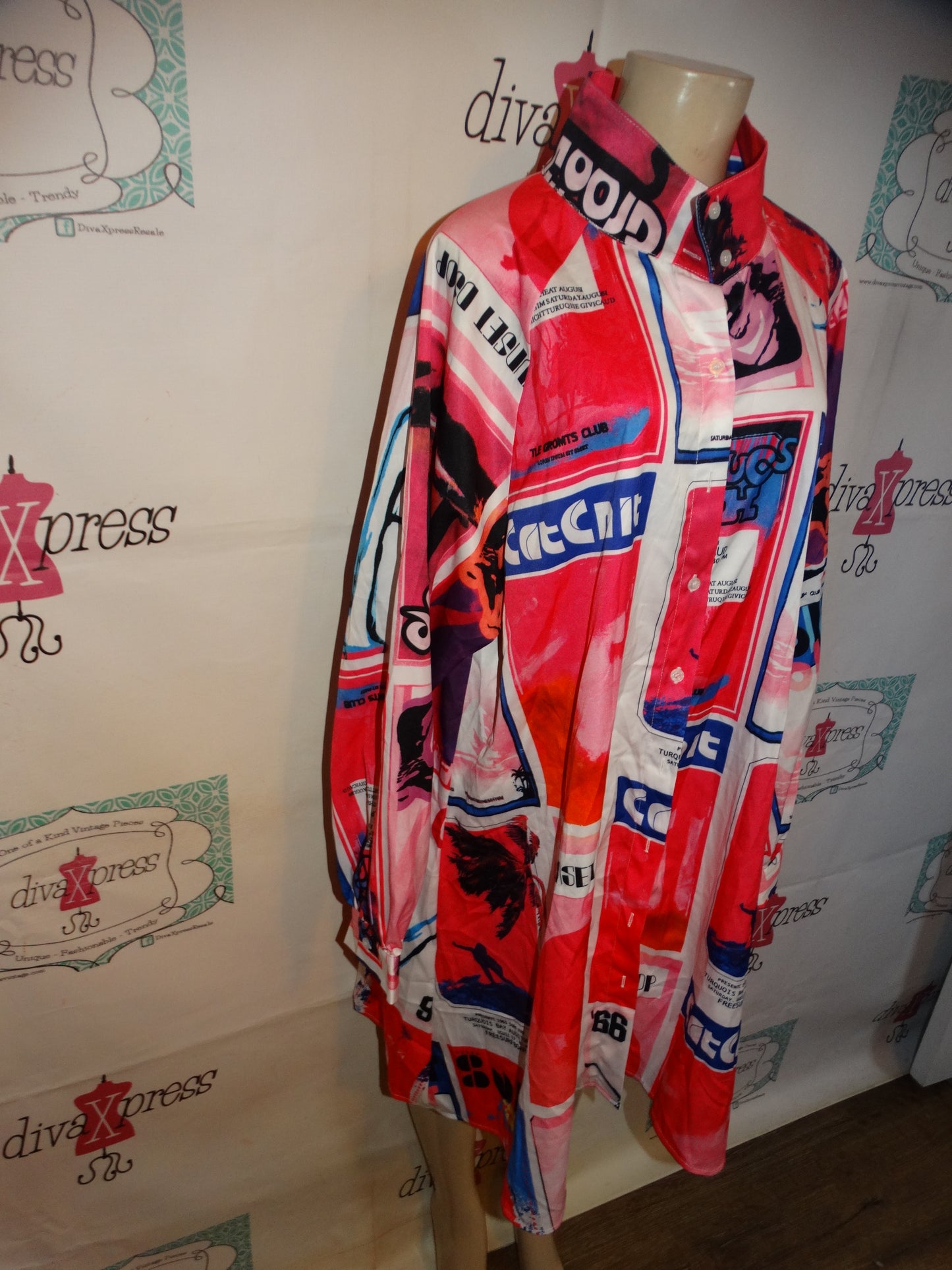 Pink Colorful White Dress Size 1x