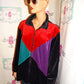 Vintage Teddi Woman Black Colorful Jacket Size 2x