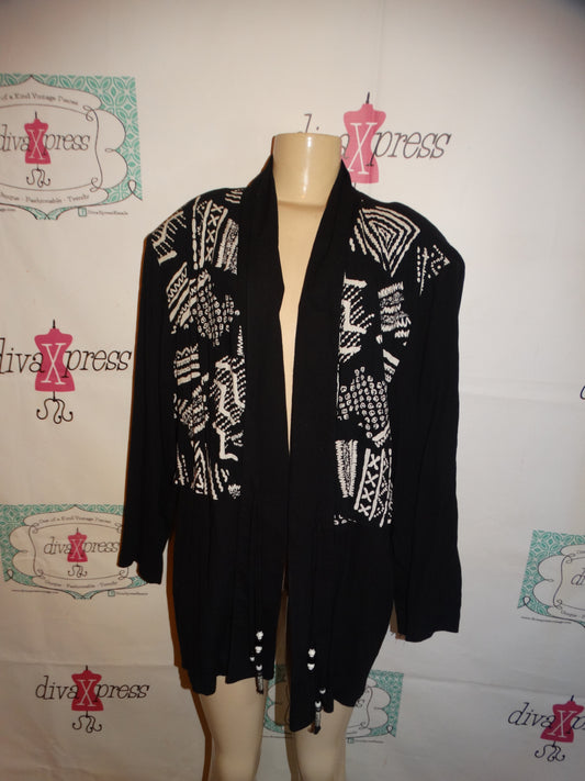 Vintage Sharon Anthony Black/White Throw Size 2x