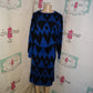 Vintage Jessica LTD Blue/Black Sweater 2 Piece Skirt Set Size L