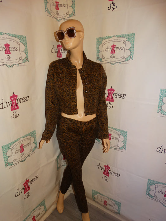 Vintage Whats Hot Leopard Jean Set Size M
