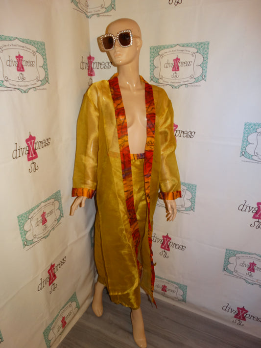 Vintage Simply Heritage Gold Sheer 2 Piece Pants Set Size XL