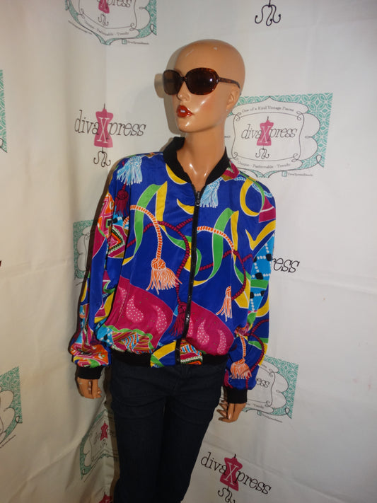 Vintage Purple Colorful Bomber Jacket Size M