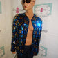 Vintage Sequins Blue/Gold Throw Size L