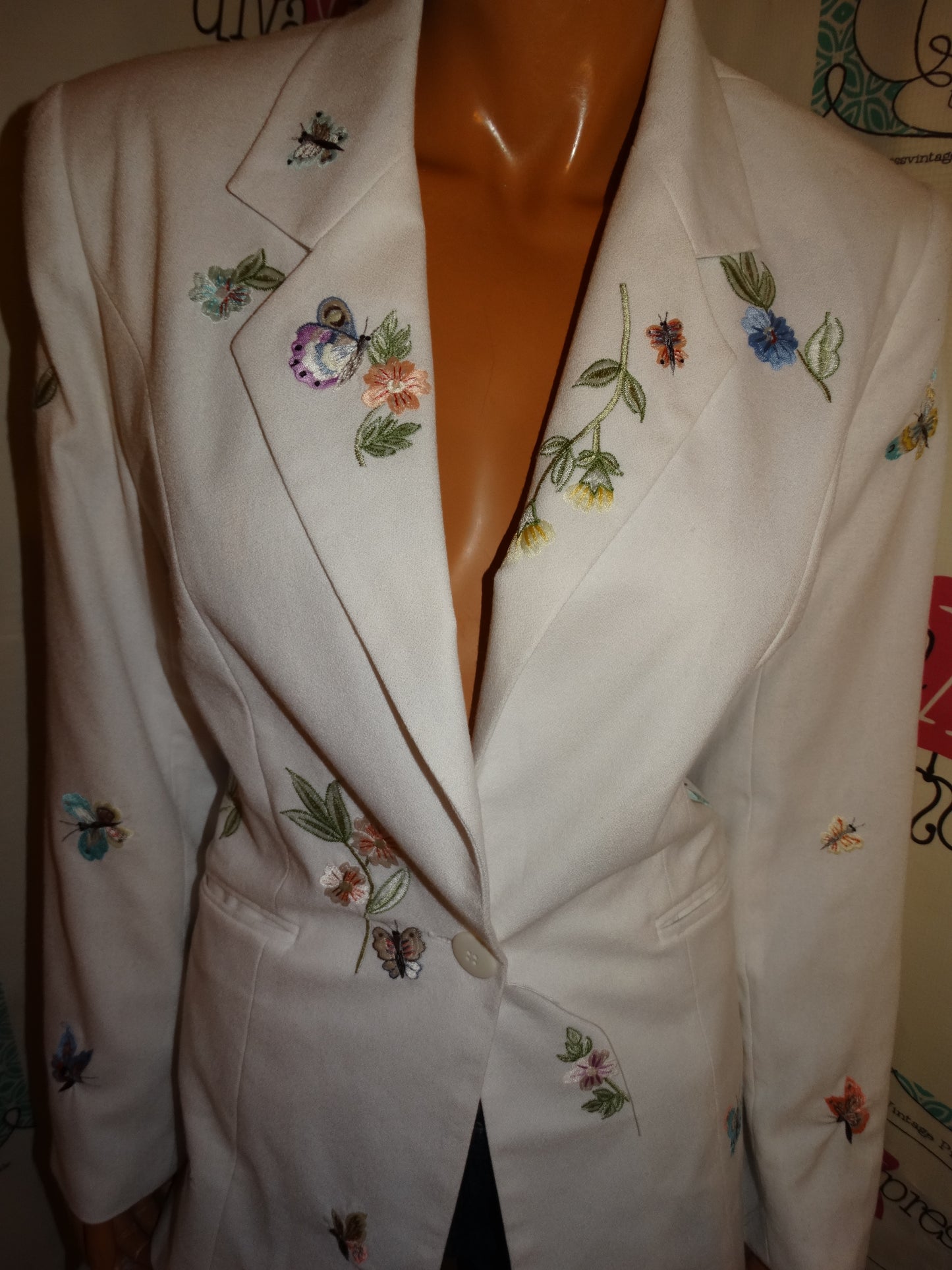 Vintage Together White Butterfly Blazer Size S