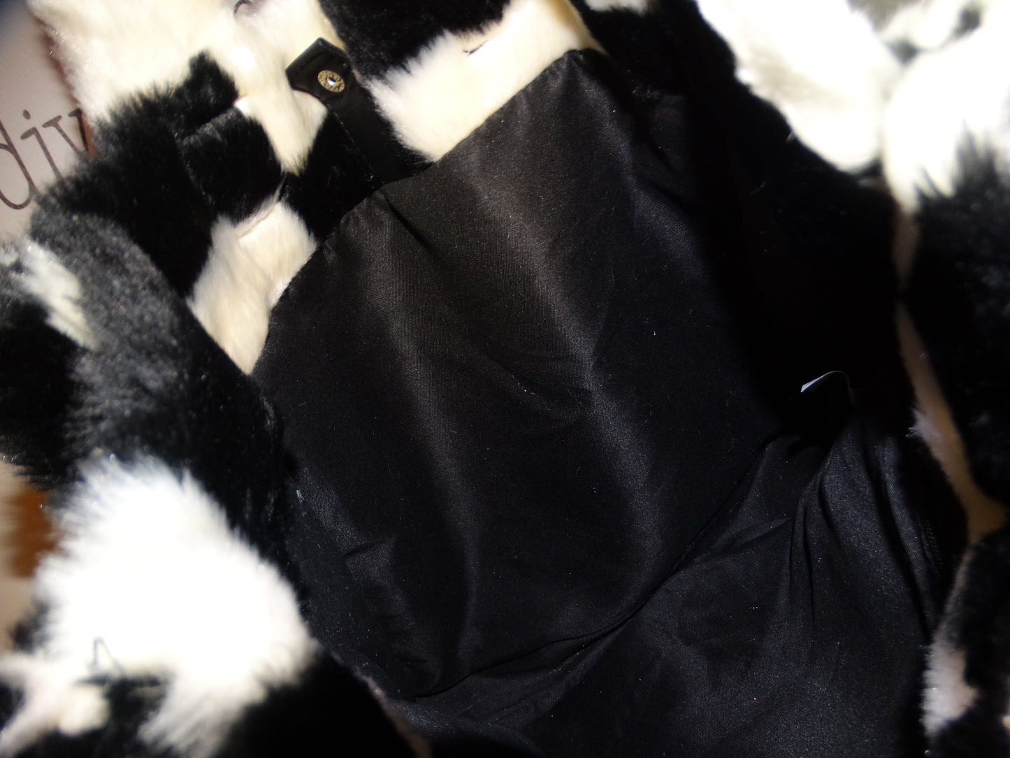 Black/White faux Fur Purse Size  XL