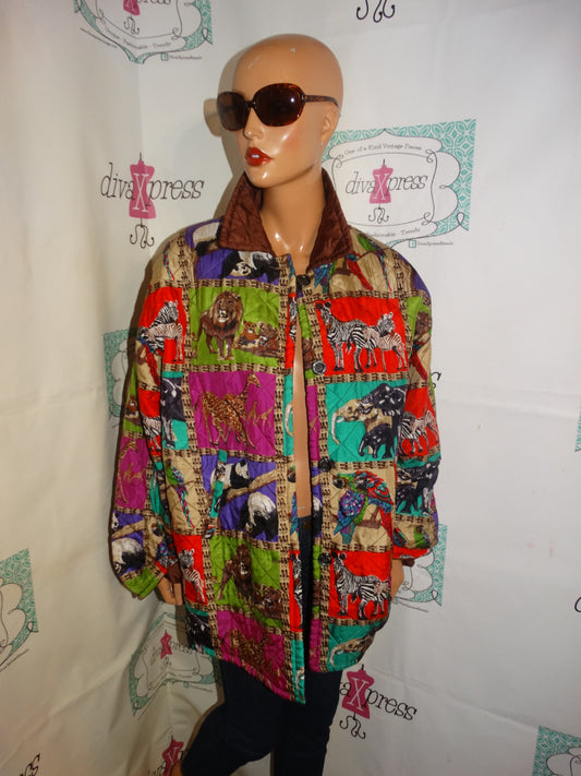 Vintage Murelli Colorful Animal Jacket Size 2x