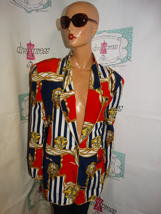 Vintage S K Company Blue/White Red Blazer NWOT Size 1x