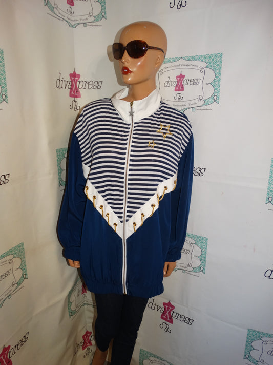 Vintage Silver Threads Blue/White Jacket Size 3x